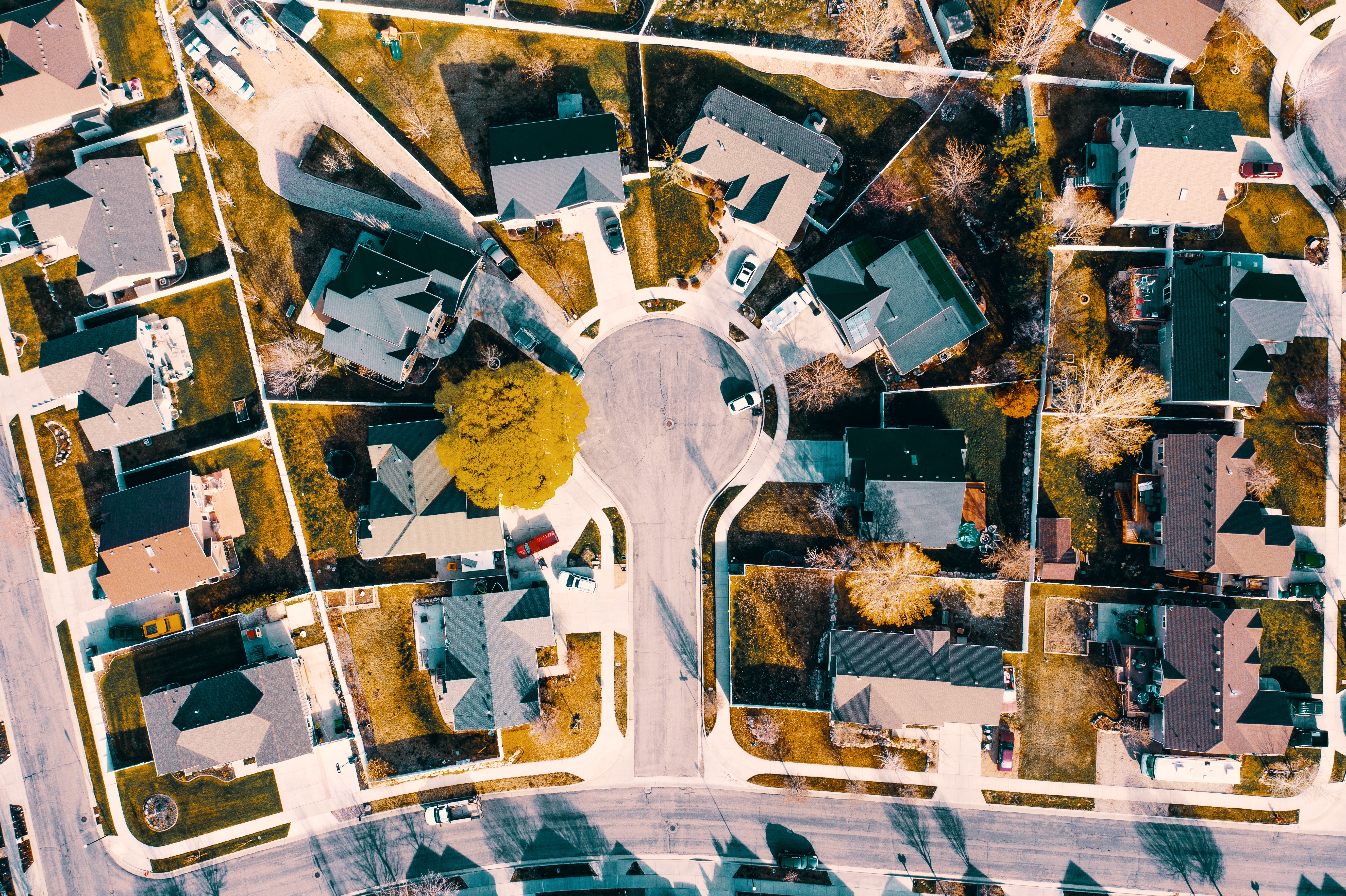 Ariel view of a housing estate